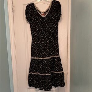 Vintage prairie Black Floral ditsy Maxi Dress